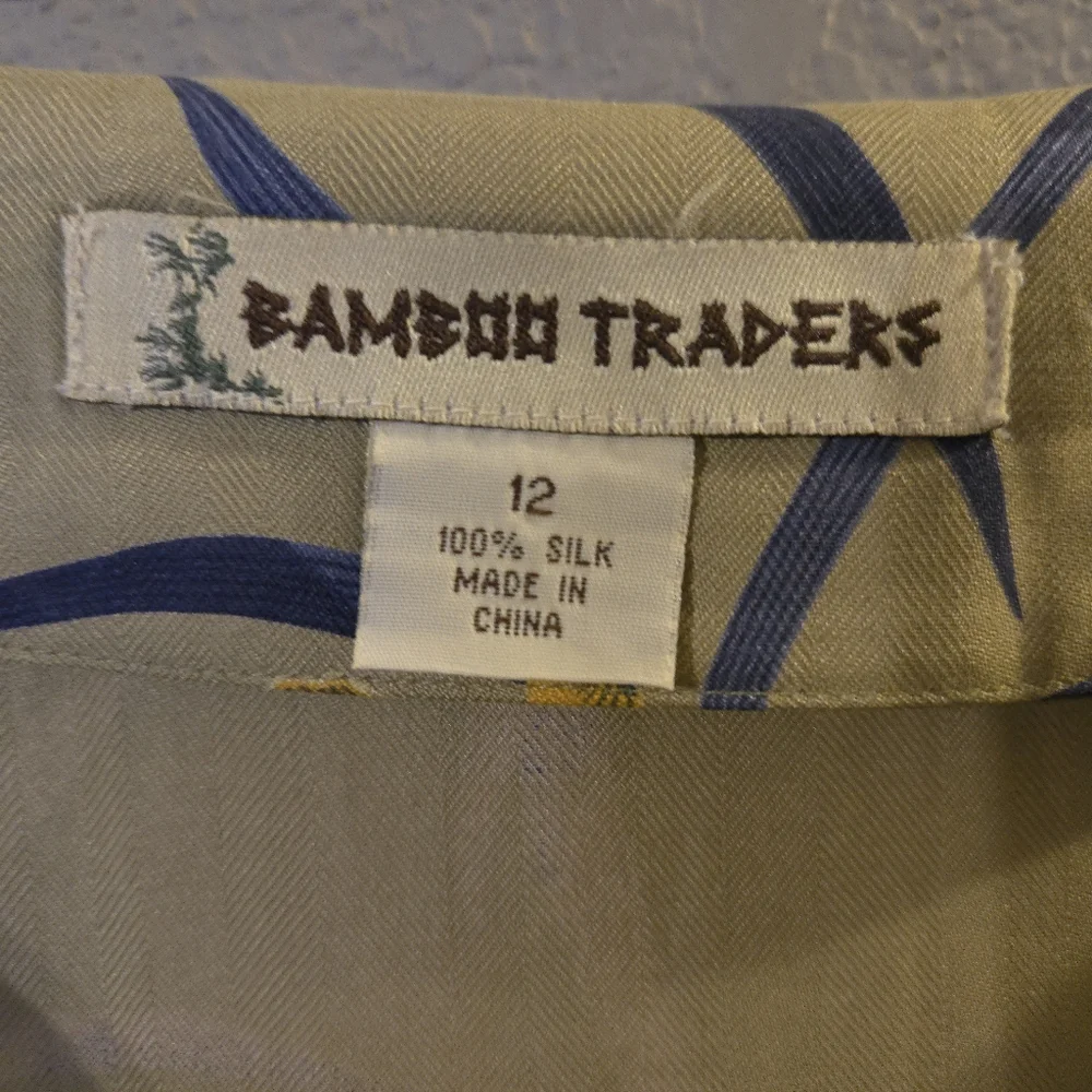 Bamboo Traders Womens Vintage Green Floral Silk Skirt Size 12